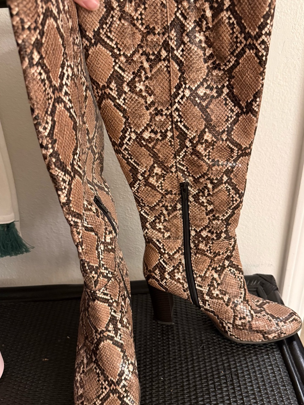 a new day Snake-Print Over-the-Knee Boots in Brown